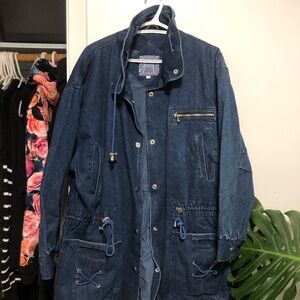 Outdoor Activities 100% Cotton Dark Blue Heavy Denim Jacket